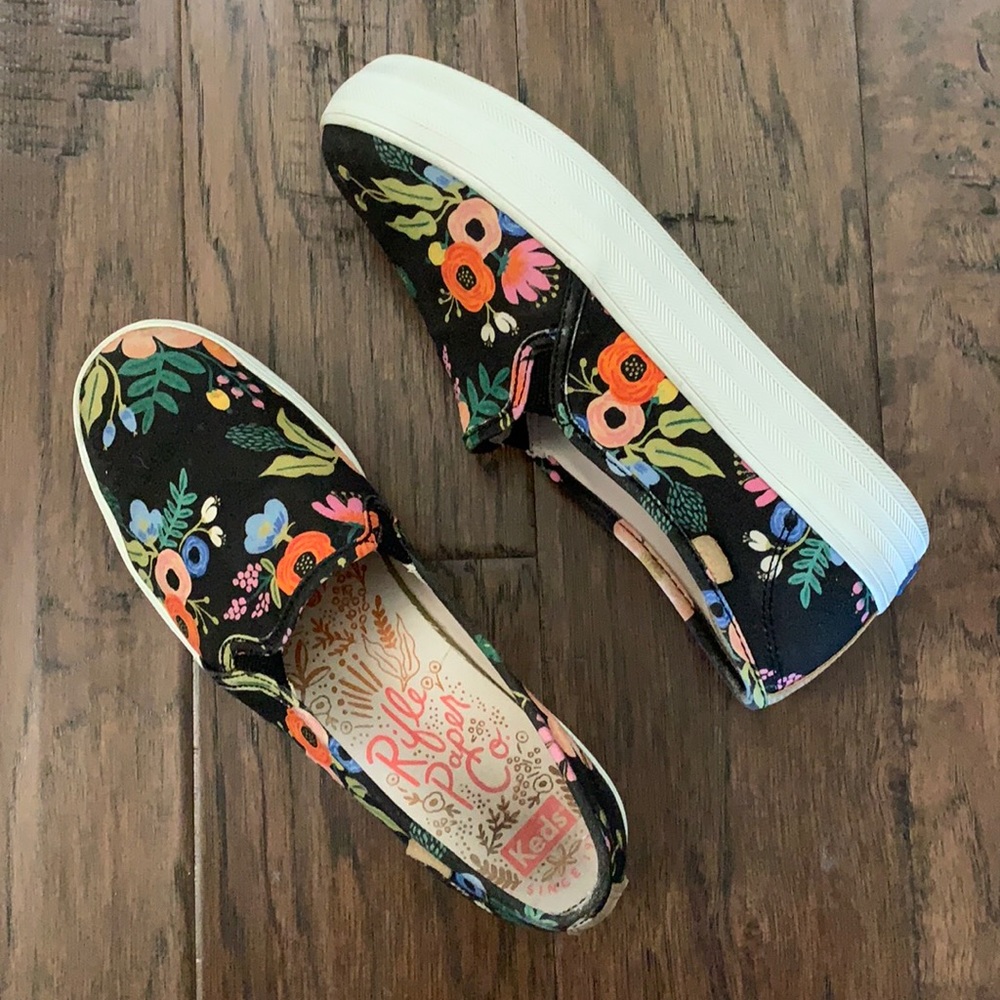 Keds x Rifle Paper Co floral slip-on double decker shoes